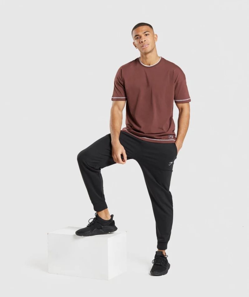 Men's Gymshark Recess T-Shirts Burgundy | CA D678A3